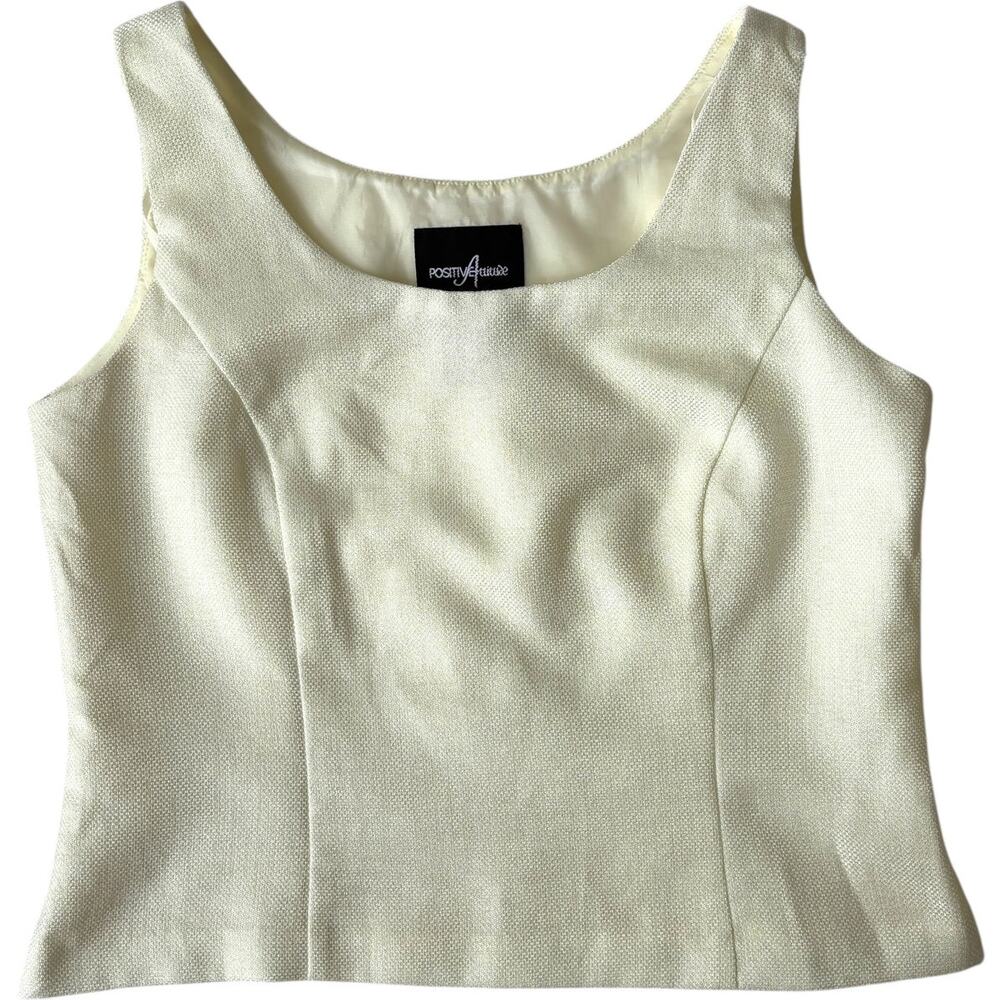 Positive Attitude petite 8 ivory lined shell tank top side zip y2k